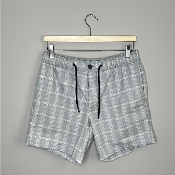 Topman Gray Plaid Drawstring Shorts - Picture 1 of 11